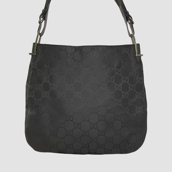 Gucci GG Jacquard Shoulder Bag Black Silver Hardware COA Leather Trim - Picture 7 of 16